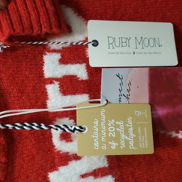 Ruby Moon NWT Cropped Wool Blend "Merry" Holiday Sweater - Picture 3 of 5